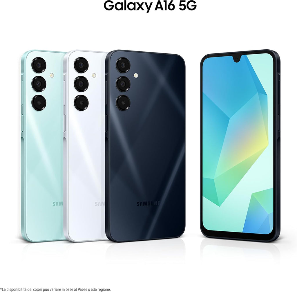 Samsung Galaxy A16 5G, Smartphone Android 14, Display Super AMOLED 6.7" FHD+, 4GB RAM, 128GB, Batteria 5.000 mAh, Resistenza IP54, memoria espandibile fino a 1.5TB